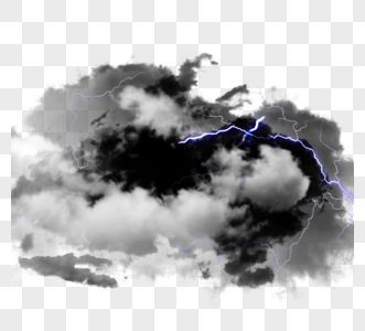 质感强光线性闪电黑色厚重乌云图片
