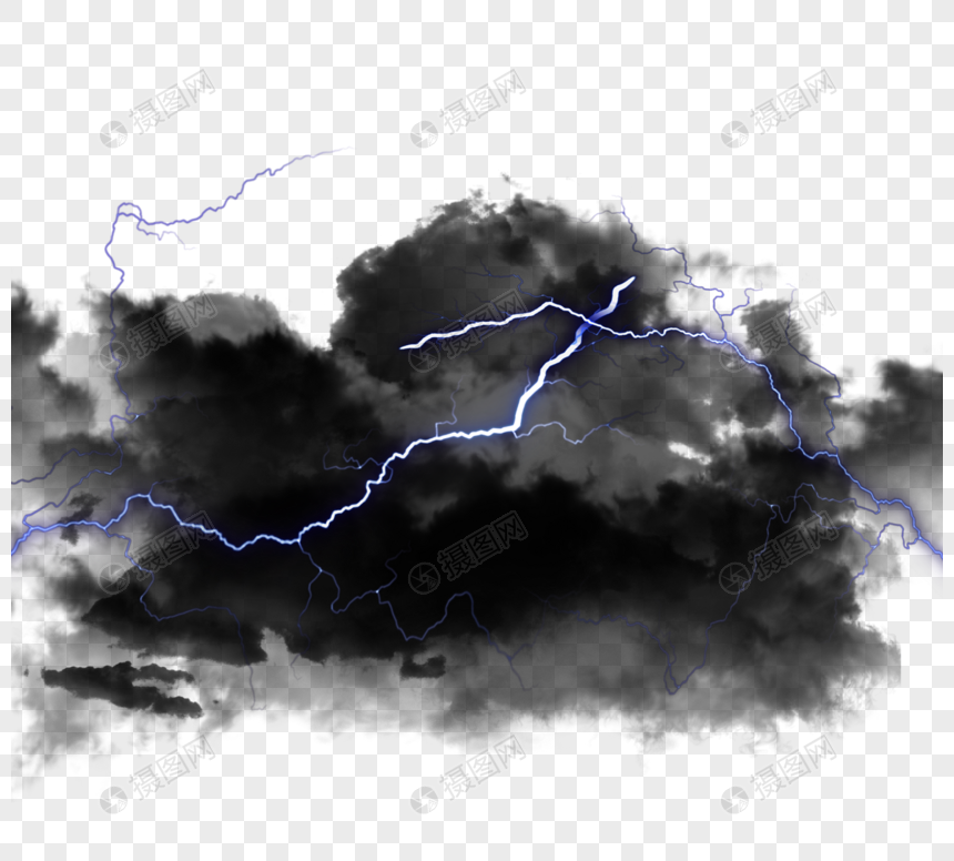 紫色强光闪电质感黑云图片