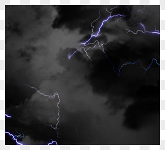 闪电效果黑色手绘云层图片
