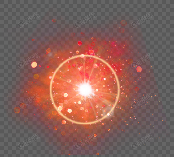 红色颗粒感环形光效图片