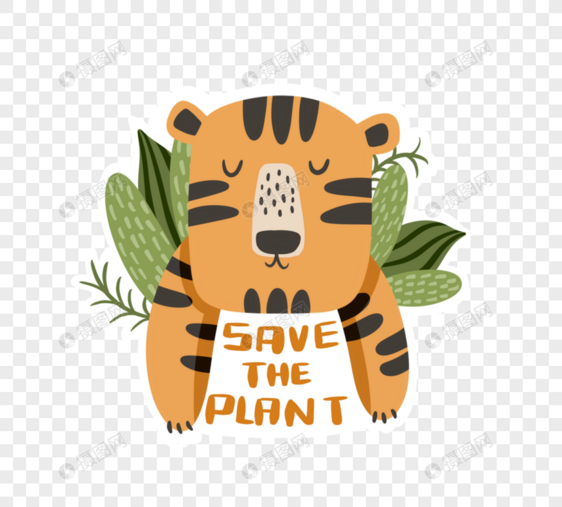 可爱风格环境保护动物徽章图片