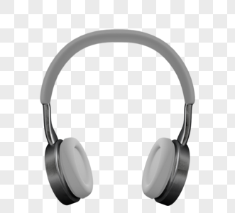 3d灰色头戴式耳机图片