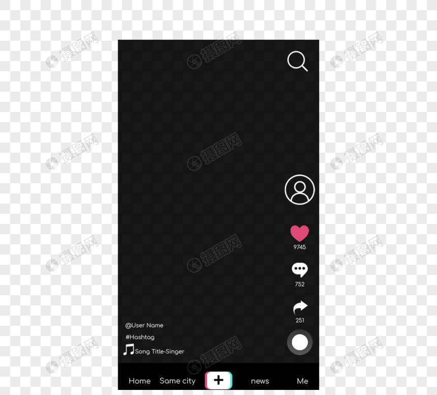 社交媒体国际版抖音界面元素素材下载-正版素材401856637-摄图网