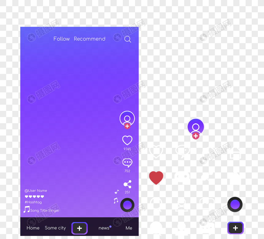 社交媒体紫色抖音界面图标图片