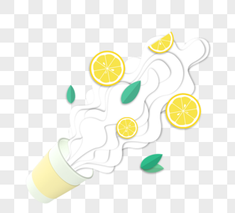剪纸风格柠檬水饮料图片