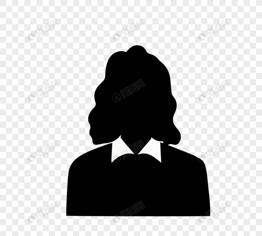 商务女生短发卷发剪影头像