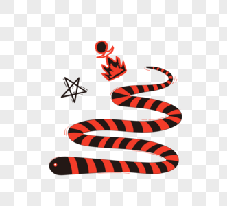 手绘红色蛇元素图片