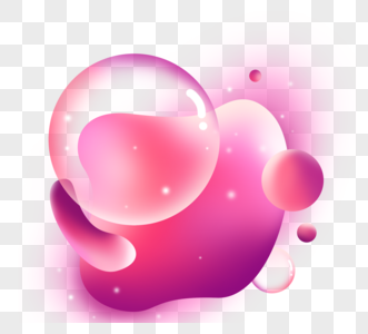 美丽渐变气泡透明紫红粉色孟菲斯装饰图片