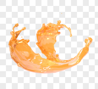 3d立体飞舞橙汁元素图片