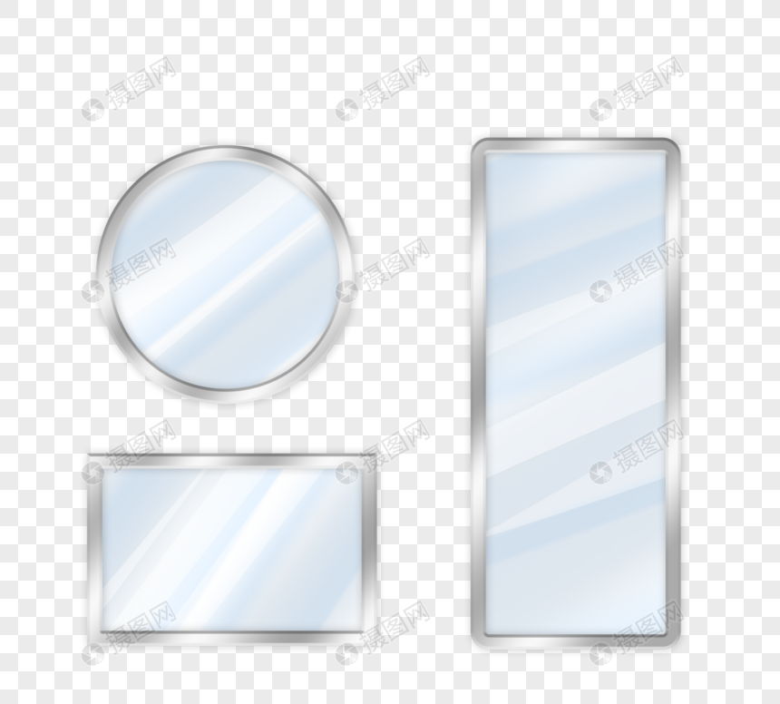 金属边框透明玻璃镜子元素图片