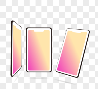 不同角度彩色显示屏智能手机组图片