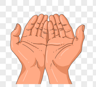 线性手绘风格祈祷手势双手摊开图片素材
