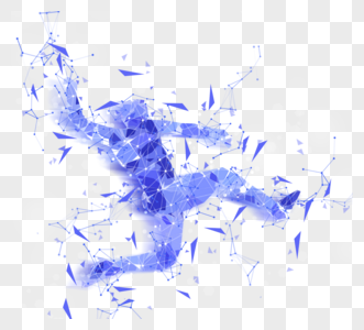 蓝紫色低多边形跳远运动员剪影图片