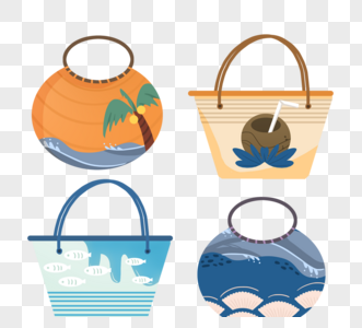 夏季水彩热带手提包图片