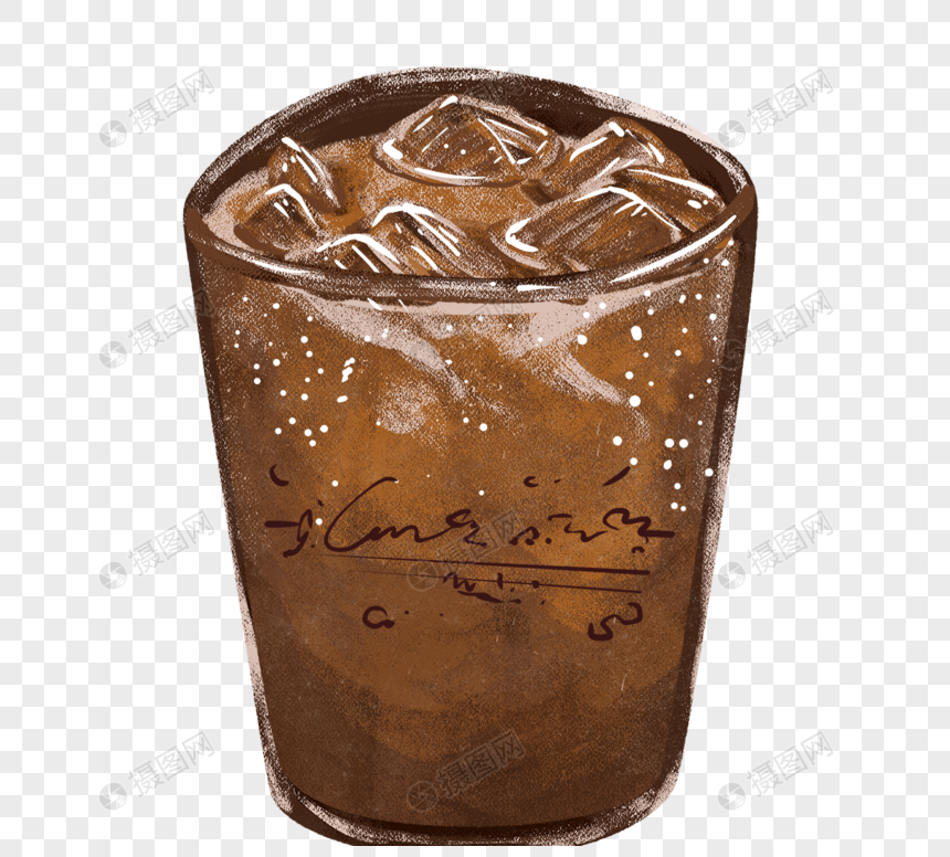 手绘美味加冰黑咖啡