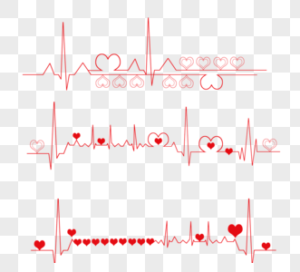 手绘风格爱心形状心电图图片