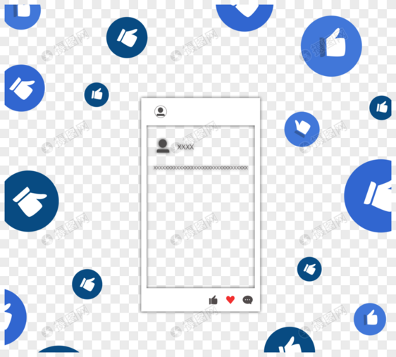 蓝色点赞社交媒体边框图片