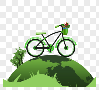 高清图片手绘世界无车日元素高清图片世界无车日绿色出行高清图片世界