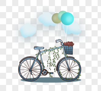 手绘自行车元素图片