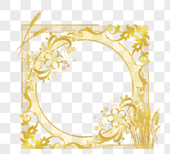 金色简约花朵植物边框图片