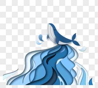 蓝色鲸鱼海洋元素图片