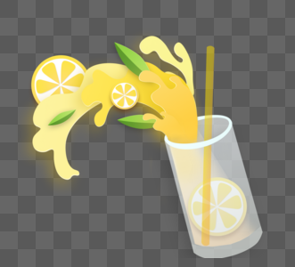 柠檬倾斜泼洒饮品图片