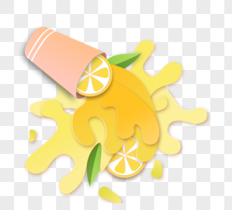 夏季柠檬创意剪纸元素图片
