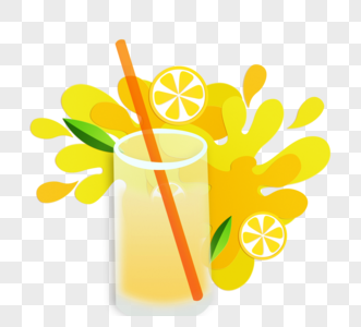 夏天柠檬饮料元素图片