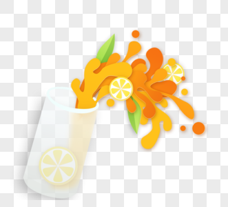 橙汁泼洒创意元素图片