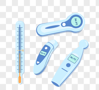 卡通测量体温温度计类型元素图片