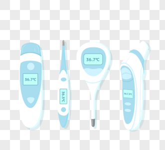 蓝色清新测量体温温度计类型元素图片