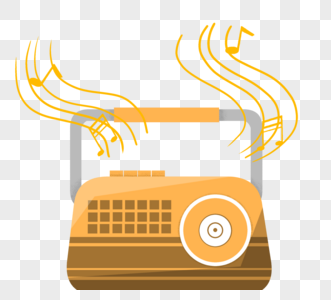 手绘复古黄色收音机图片