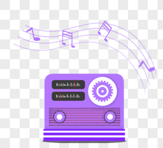手绘复古紫色收音机图片