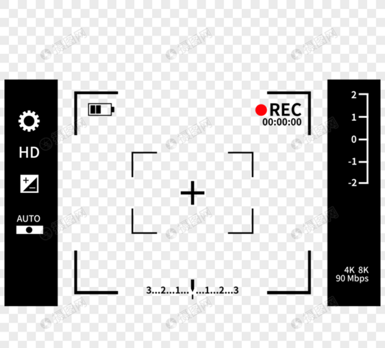 视频录制相机视频录制手绘设计黑色简约元素图片