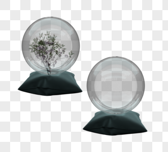 枕头垫和植物装饰玻璃球图片