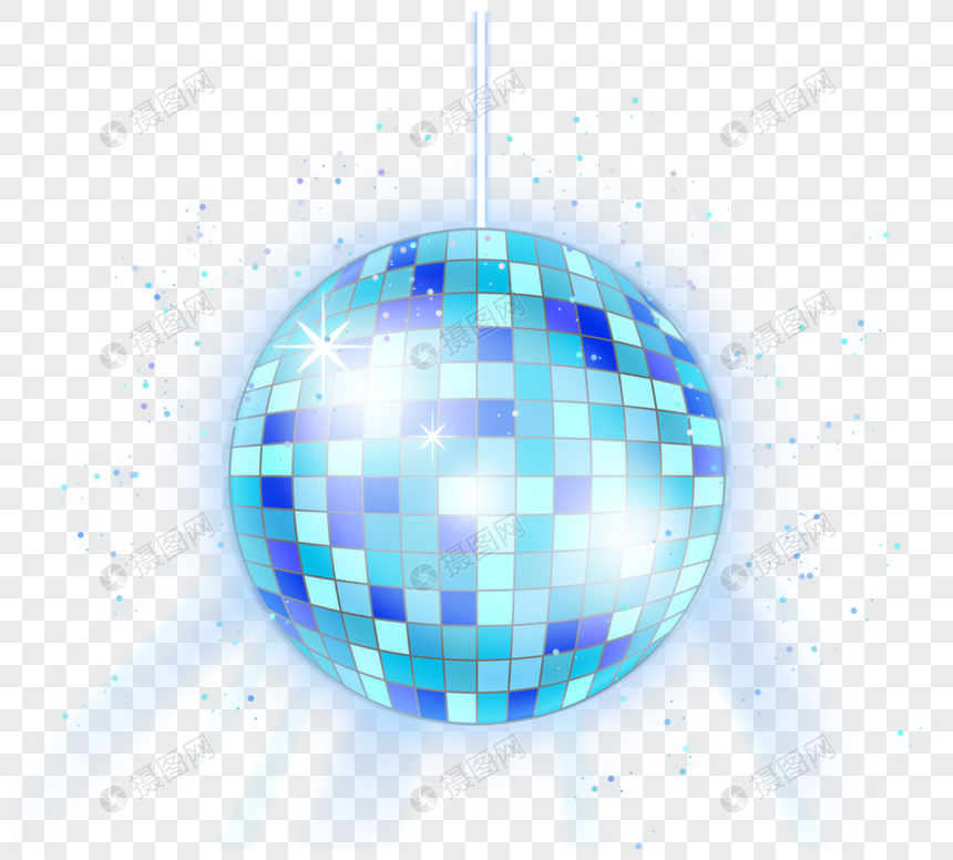 舞厅娱乐蓝色闪亮迪斯科灯球