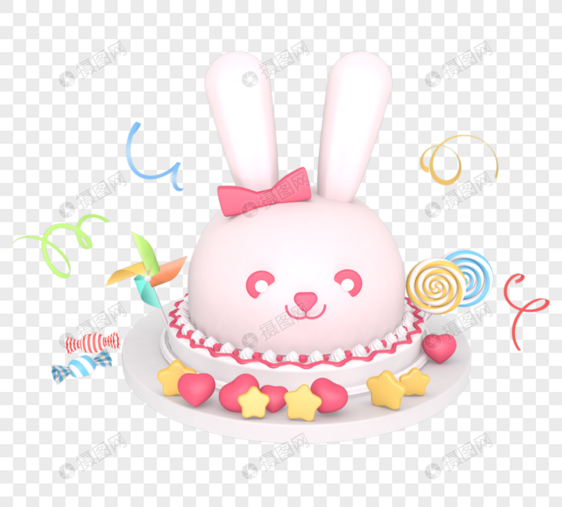 可爱兔子生日蛋糕图片