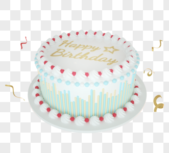 蓝色奶油生日蛋糕图片