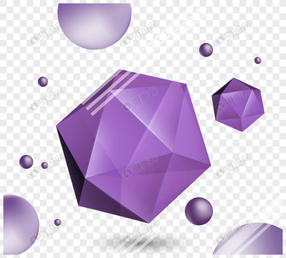 紫色立体感多面体几何形状图片