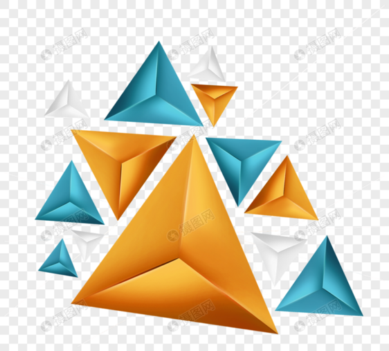 紫色和黄色三角形几何形状立体感折纸图片