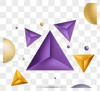 紫色三角形几何形状立体感折纸图片