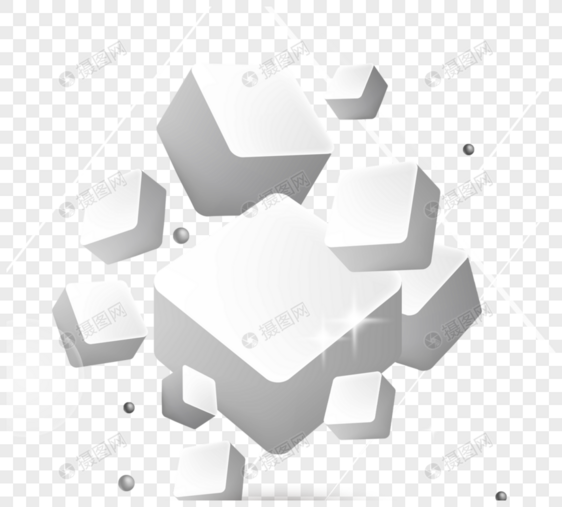 手绘白色长方体几何形状图片