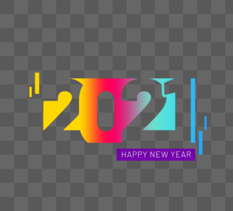 2021彩色渐变字体设计元素图片