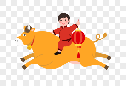 骑牛的男孩图片