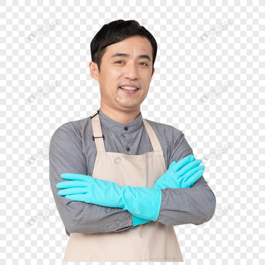 男性家政服务抱胸形象