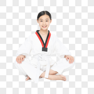 跆拳道女生坐在地上图片