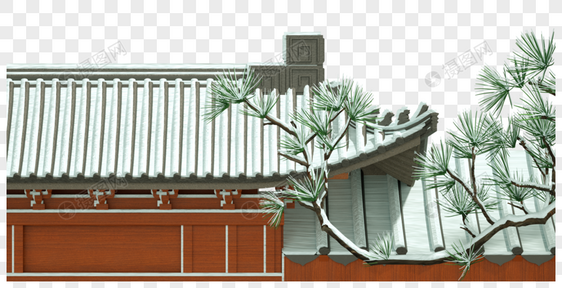 冬季冰雪屋檐建筑图片