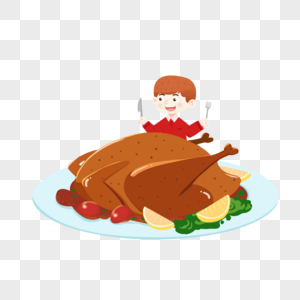 感恩节吃火鸡卡通元素图片