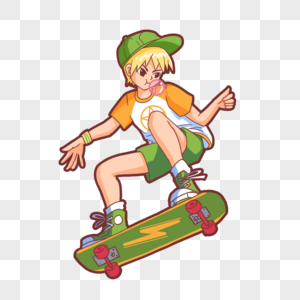 滑板男孩图片