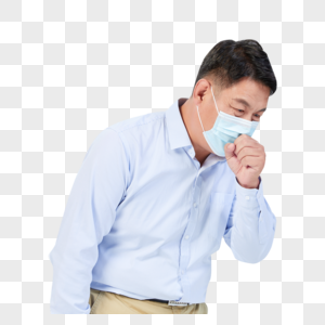 戴着口罩咳嗽的男性图片